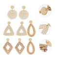 thumbnail image 5 of KAKOWELY 4 Pairs Rattan Geometric Earring Delicate Rattan Earring Elegant Rattan Earring,2.17"X1.57"X0.12", 5 of 5