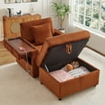 thumbnail image 2 of Muumblus Accent Chair with Storage Ottoman & Side Table, Cozy Lounge Chair with USB, Modern Single Sofa Armchair for Living Room, Orange Corduroy, 2 of 11