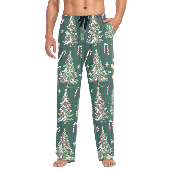 FORMRS Mens Pajama Pants with Pockets Sleepwear Lounge Bottoms Sizes S-2XL, Red Christmas Gingerbread