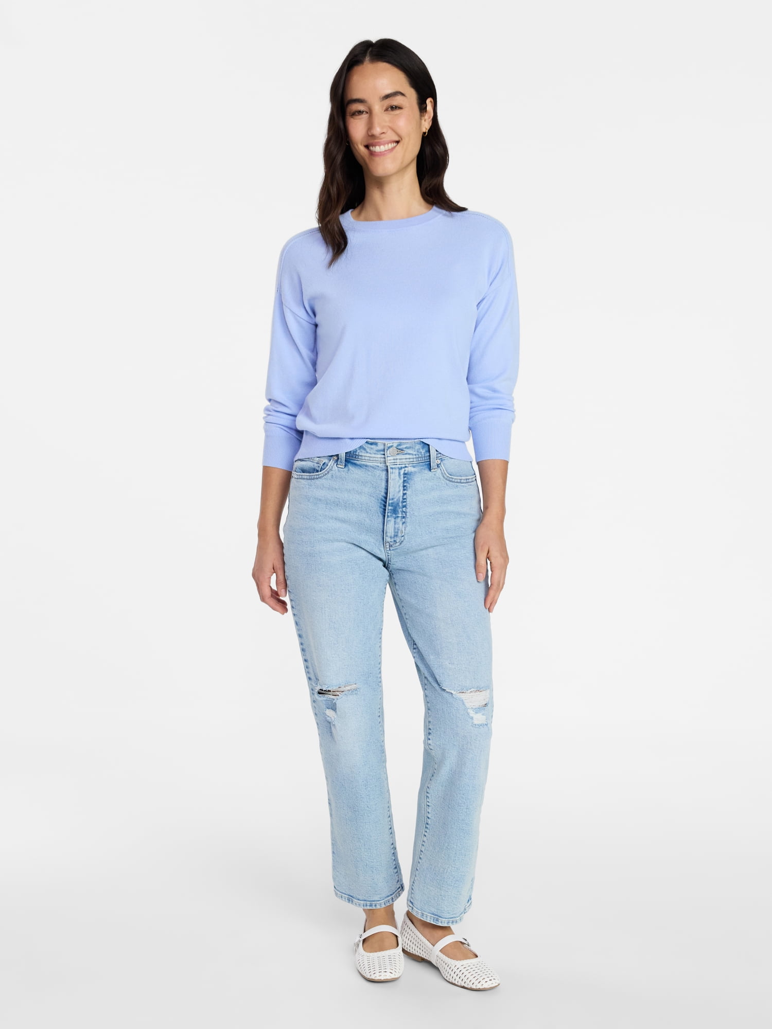 Time and Tru Women's Relaxed Boyfriend Jeans, 26" Inseam, Sizes 0-22