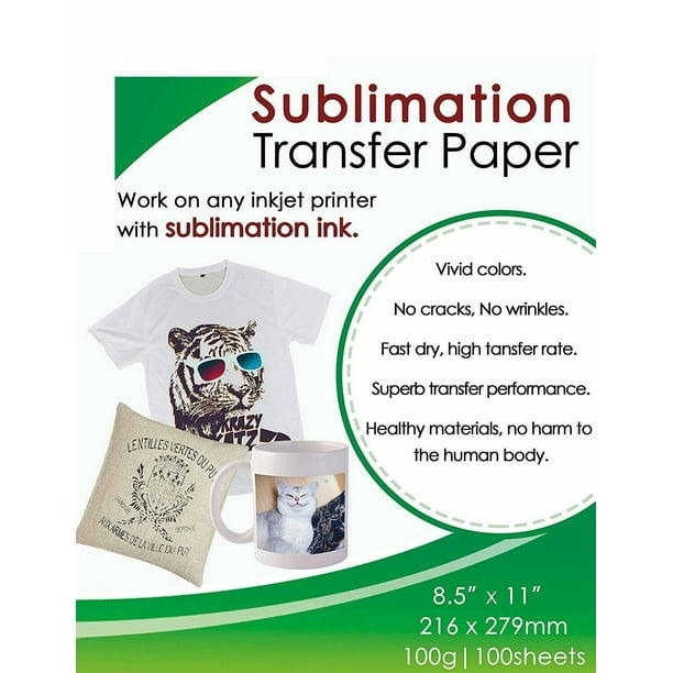 100 Sheets A4 Sublimation Heat Transfer Paper for Inkjet Printer Mug T