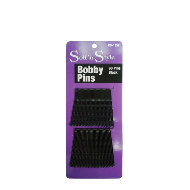 SOFT 'N STYLE Salon Beauty Hair BLACK Bobby Pins 60 count HCCD1351