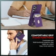 thumbnail image 4 of For Samsung Galaxy S24 Ultra Removable Card Holder Cover Compatible with Magsafe 2 in 1 Detachable Wallet Case Magnetic Luxury PU Leather RFID Blocking Back Flip Kickstand Shockproof Case,Purple, 4 of 8
