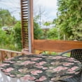 thumbnail image 2 of Ambesonne Rosetta Fitted Round Tablecloth, Nostalgic Floral Print Boho, 45"- 56" Diameter, Pale Pink Jade Green, 2 of 5