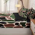 thumbnail image 5 of Manfei Woodland Wolves Zipper Twin Comforter Sets with Fitted Sheet and 2 Pillowcases,Cartoon Bear Zipper Bedding Set,Red Green,Black Reversible,4pcs, 5 of 8