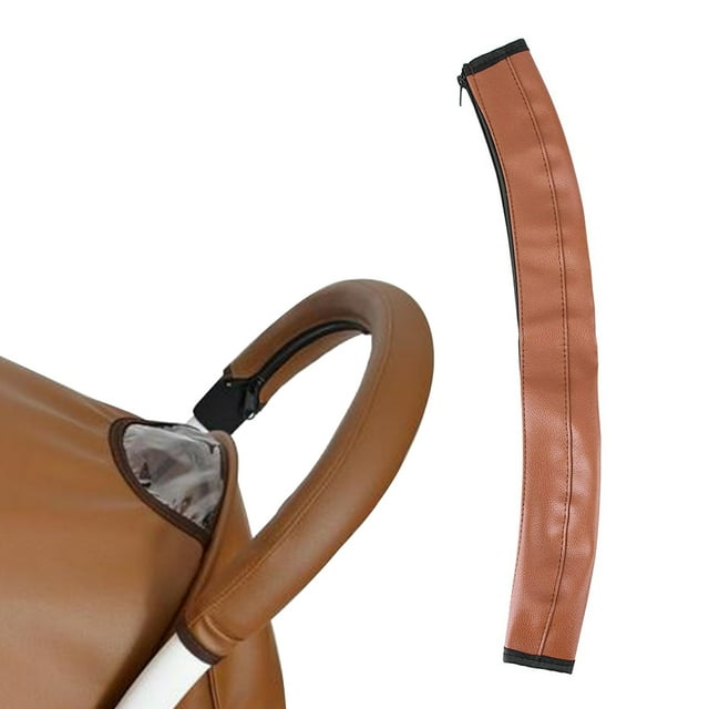 Funda universal para reposabrazos de cochecito de bebé, de cuero artificial, color negro y marrón