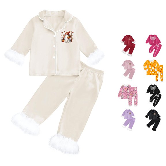 Miaoju Cotton Halloween Pajamas Ghost Print Long Sleeve Family Easter Outfits Matching Sets Comfortable Sleepwear Set 2 Piece Loungewear