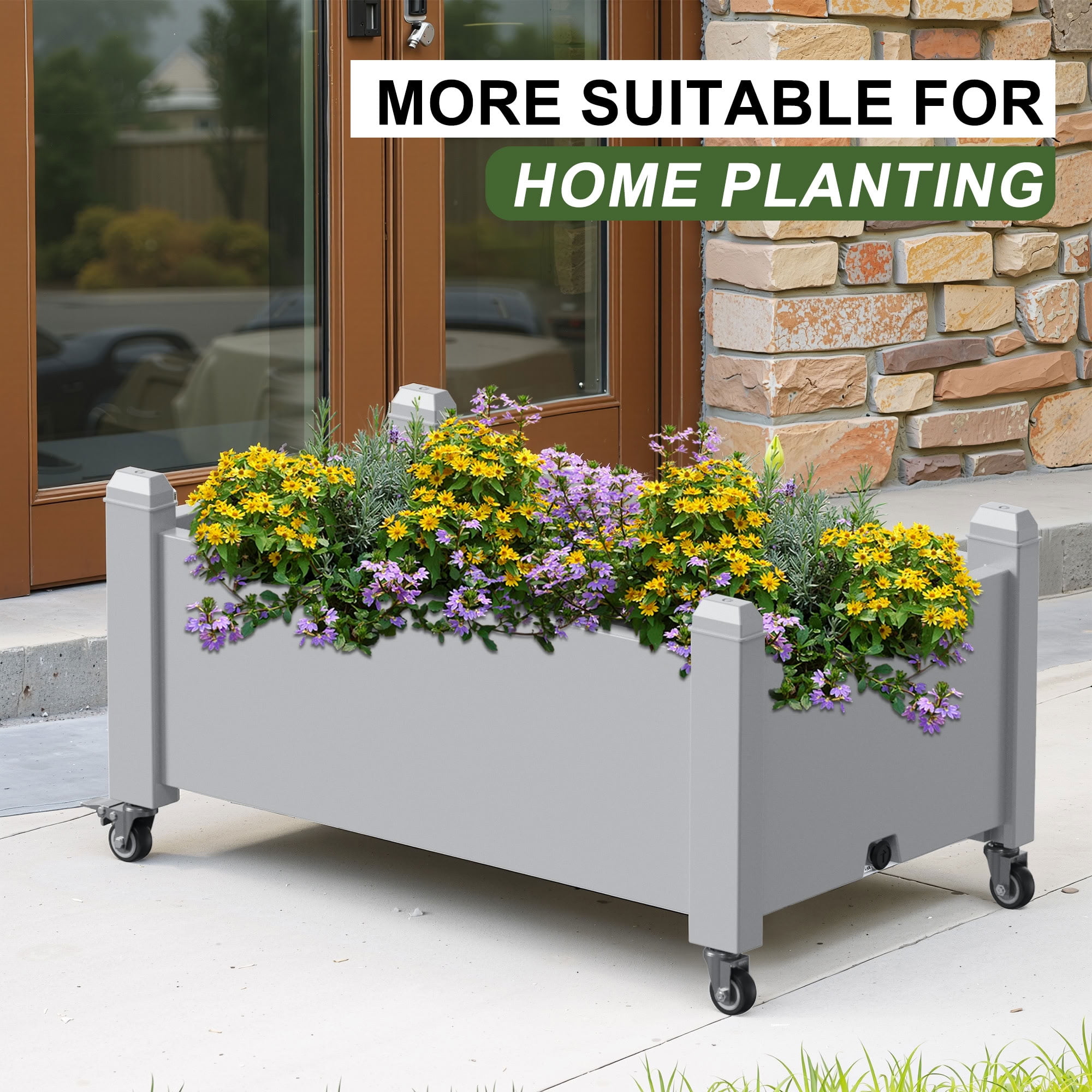 MAYEERTY Raised Garden Bed Planter with Wheel, Built-In Water Storage for Mobile Patio Balcony Vegetable Flower Herb Garden