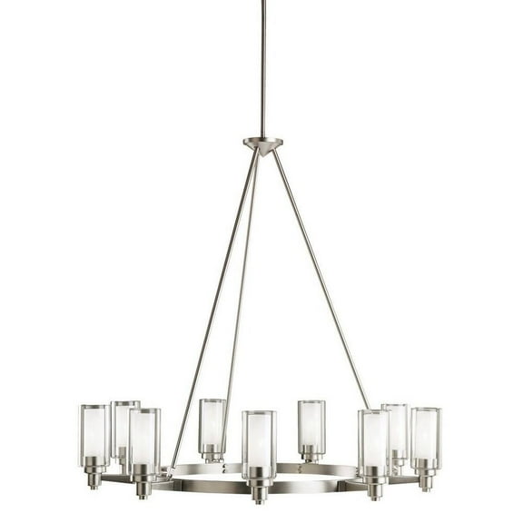 Mid Century Modern Nine Light Chandelier-Brushed Nickel Finish Bailey Street Home 147-Bel-551429