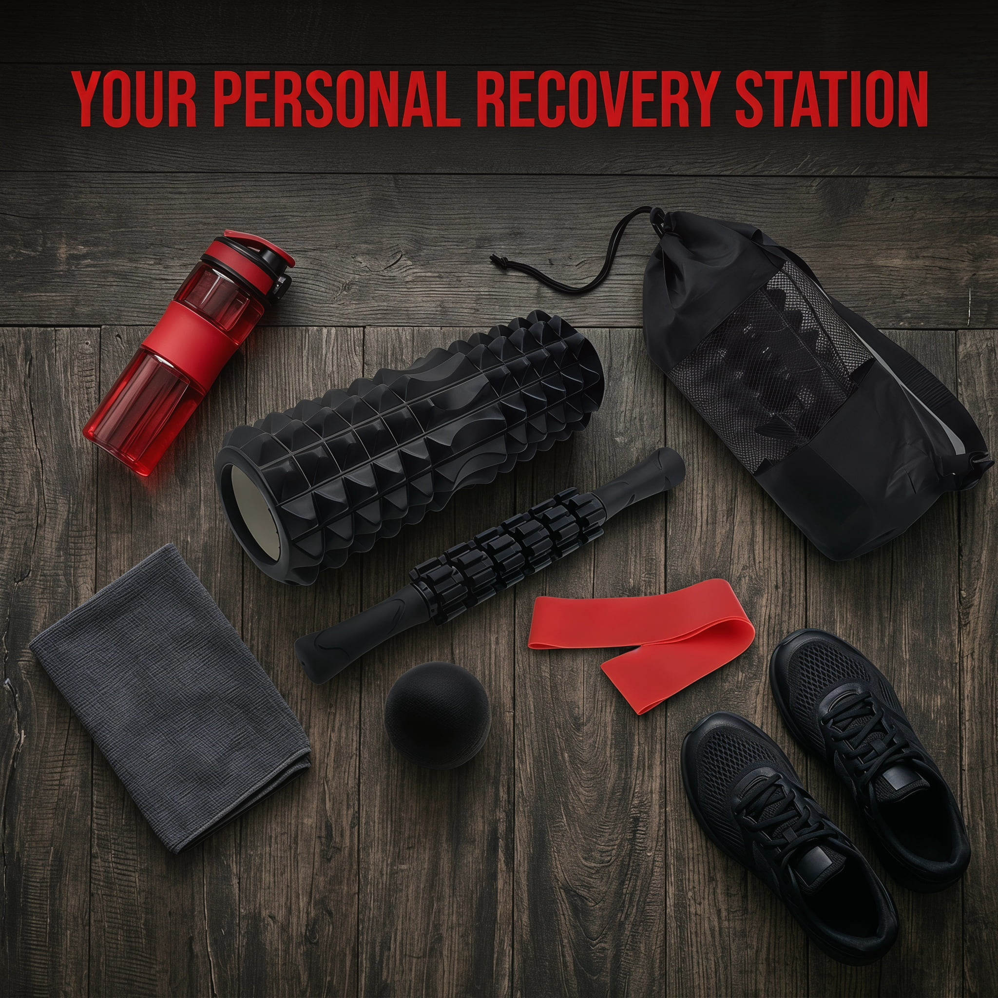 DEKEones 5 in 1 Foam Roller Set, Deep Tissue Muscle Massage Roller Kit with Massage Stick, Massage Ball, Resistance Band & Carry Bag for Sore Muscle Relief, Myofascial Release, Trigger Point Therapy