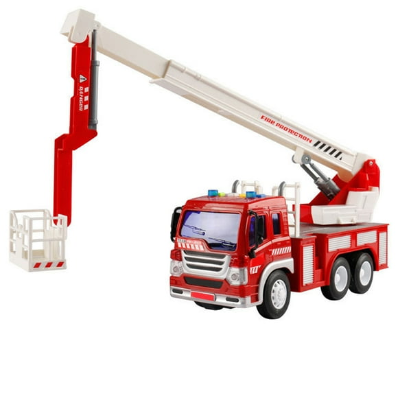 Camión de bomberos con luz y sonido a escala 1:16 para niños, juguetes para niños, vehículos inerciales impulsados por fricción, coches, juguetes de regalo