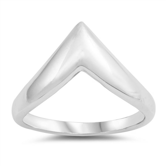 Chunky Wide Point V Modern Bubble Chevron Arrow Sterling Silver Ring 925 Jewelry Female Male Size 11