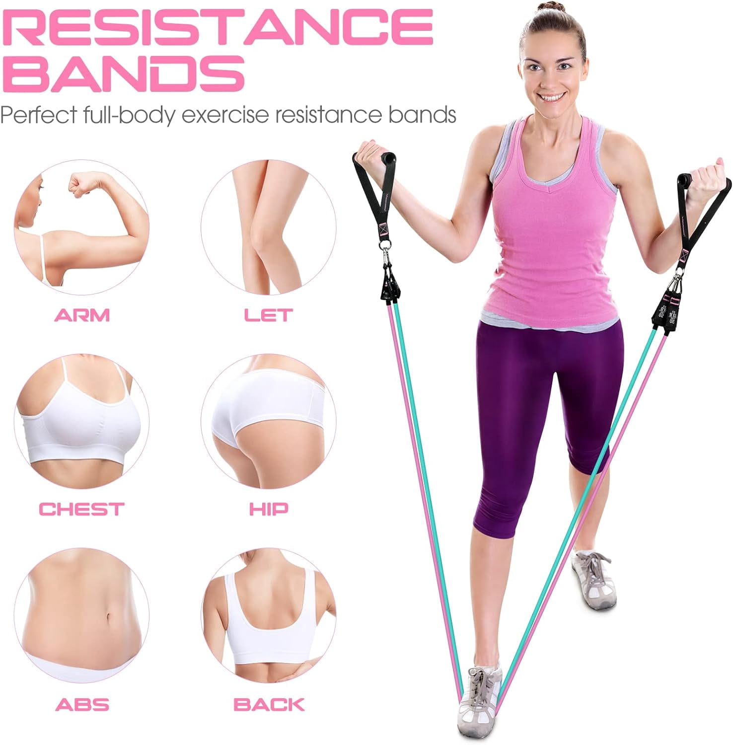 Resistance Bands for Working Out, 150LBS Exercise Bands, Workout Bands, Resistance Bands Set with Handles for Men Women, Legs Ankle Straps for Muscle Training