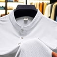thumbnail image 4 of pstuiky camisetas para hombre, Blusa/camisa informal de cuello redondo y botones de color liso para hombre, de moda de verano ropa de hombre xxl, 4 of 7