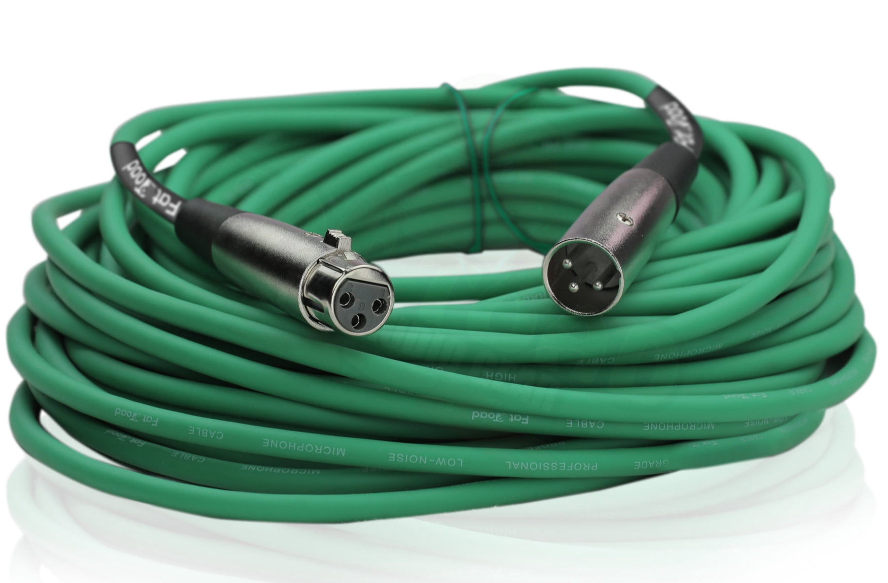 Fat Toad XLR Microphone Cables (4 Pack) - 50 ft Professional Pro Audio Green Mic Cord Patch with Lo-Z Connector - 24 AWG Shielded Wire and Balanced for Impeccable Recording Studio Mixer Gear