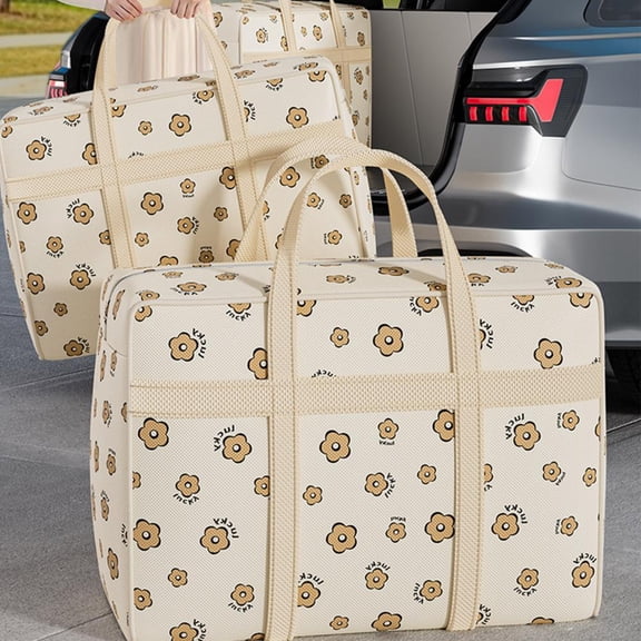 Outoloxit Heavy Duty Storage Bag with Reinforced Handles, Oversized 31.5X19.69X9.84In for Clothes Quilts Toys Moving, Double Zipper Foldable & Reusable for Travel College Dorm Christmas Storage
