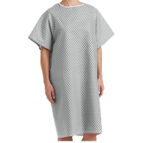 Petite Patient Gowns White with Snowflakes - Back Tie Closures - 12 Count