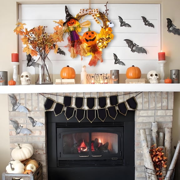 Halloween Wreath With Lights Spooky Pumpkin Ghost Door Wreath With Lighted Halloween Door Hanger For Front Door Home Wall Decor
