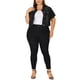 thumbnail image 2 of Chaqueta de mezclilla para mujer Agnes Orinda, talla grande, de manga corta, con botones, chaquetas de mezclilla recortadas 2X negra, 2 of 6