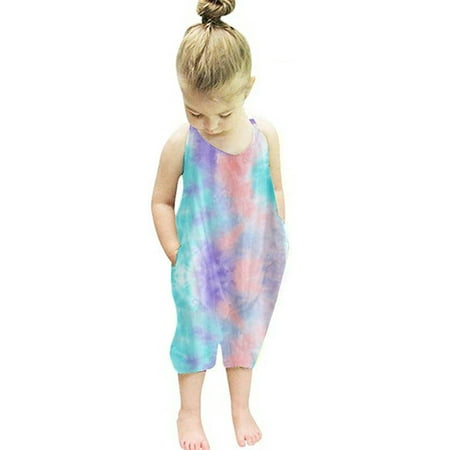

Gupgi Summer Tie Dye Printed Baby Girls Boys Rompers Overalls Jumpsuits