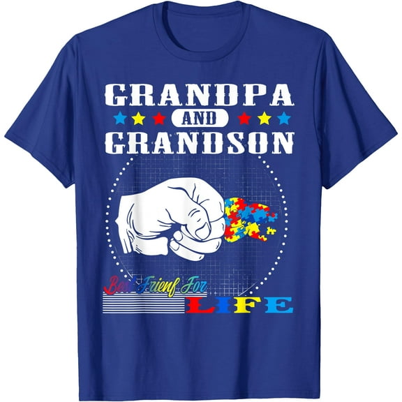 Autism Awareness Grandpa Grandson Best Friend for Life Gift Unisex T-Shirt for Men Women Kids Toddler