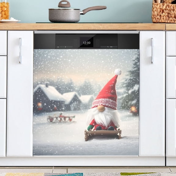 Ryvnso Winter Gnome Christmas Dishwasher Magnetic Refrigerator Magnet Cover Kitchen Home Decorative 23"x26"