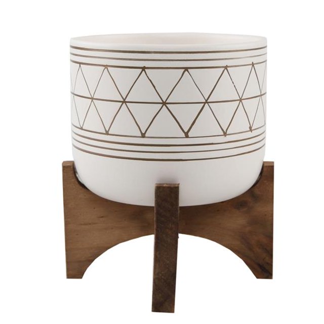Flora Bunda EM1918E-GD 5' WHITE GOLD GEO W/Wood STAND