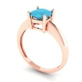 thumbnail image 2 of Clara Pucci 14K Rose Gold Solid Gold Turquoise Solitaire Anniversary Ring for Women - 1.5 cttw Cushion Cut, 2 of 7