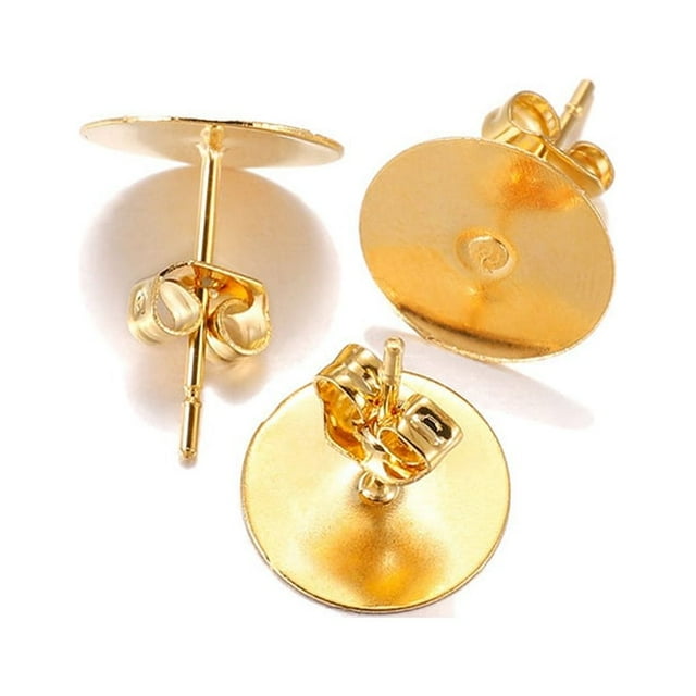 Youkk Earring Stud Base Multi Stainless Steel Accessories Personality Ear Setting Decorations Wear DIY Jewelry Making Tool Gold 5mm Gold 12mm