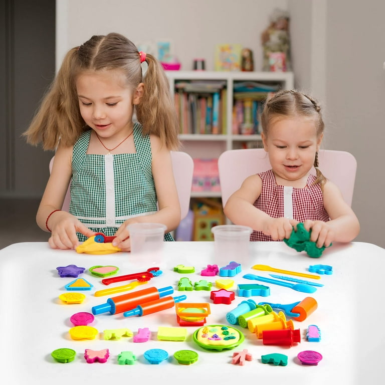 JOYIN 44 Pieces Play Dough Accessories Set for Kids Playdough Tools with Various Plastic Molds Rolling Pins Cutters