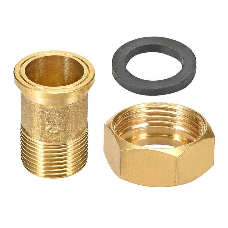 Brass Pipe Fitting, Hex Nipple, G3/4 Malex G1 Female Threaded Connector  Water Meter Coupling 