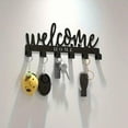 thumbnail image 7 of IVV Adhesive-Mounted Metal Key Holder with "Welcome Home" Accent – Space-Saving Wall-Mounted Organizer with 6 Hooks for Keys, Hats, Towels – Black, 7 of 7