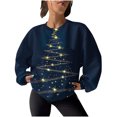 thumbnail image 2 of WXLWZYWL Women's Christmas Sweatshirts 2024 Rhinestone 3D Cute Xmas Tree Tops Trendy Crewneck Pullovers Long Sleeve Shirts, 2 of 6