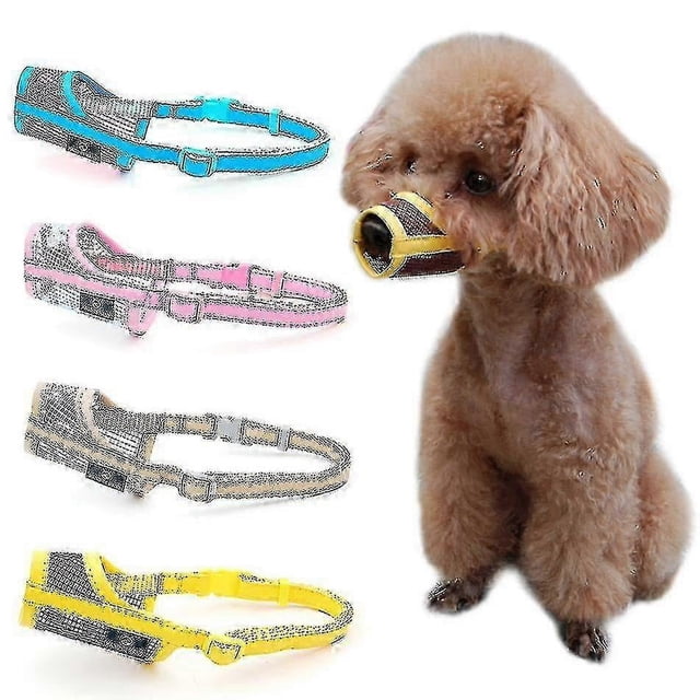 Bozal para perros, bozal de malla de nailon ajustable para perros pequeños, medianos y grandes, evita morder, masticar y lamer, azul, XL