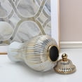thumbnail image 3 of Transemion Ceramic Electroplating Phnom Penh Jar Striped Decor Table Gold Edge Pot Nordic Style Hallway Crafts Countertop Vase, 3 of 6