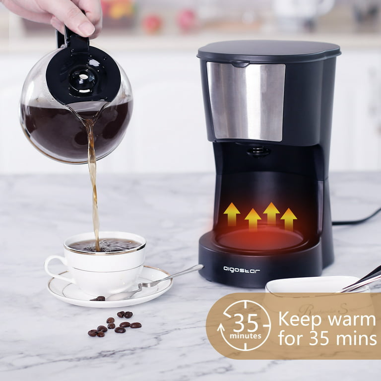 Aigostar Programmable Coffee Maker, 8 Cup Coffee Maker with Glass Carafe,  Auto Pause Small Coffee Maker, 24H Timer and Auto Keep Warm Drip Coffee