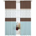 thumbnail image 2 of Sheer Curtains 84 Inches Long, Blue Brown Morocco Light Filtering Window Curtains for Living Room, Geometric Stripes Aqua Stitching Rod Pocket Voile Sheer Curtain Drapes, 52"W x 84"L, 2 Panels, 2 of 8