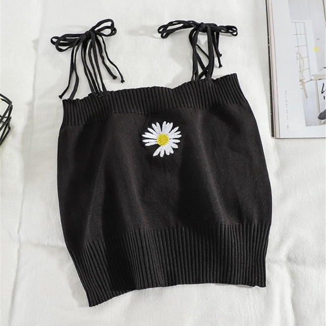 Chaleco para mujer, niña, con hombros descubiertos, top corto, chaleco ajustado de punto, negro Speravity AP001483-05B