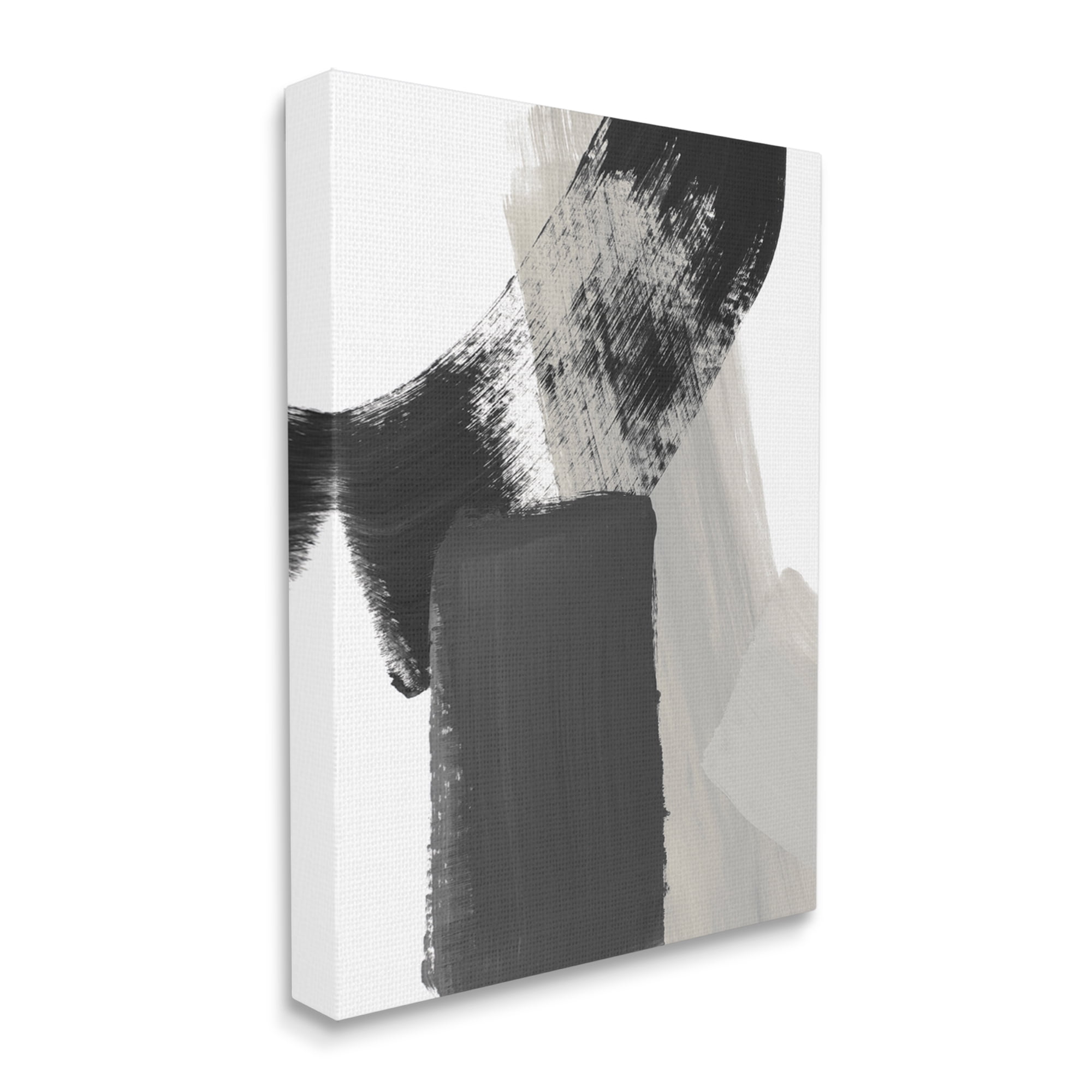 Stupell Industries Black & Beige Abstract Abstract Painting Gallery Wrapped Canvas Print Wall Art, 16 x 20