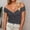 Grey, variant on Womens Tops Off The Shoulder Twist Knot Design Short Crop Tops Fashion Summer Spring Clothing Trendy Ladies Solid Color Basic Pullover Tunic Blouse Tee