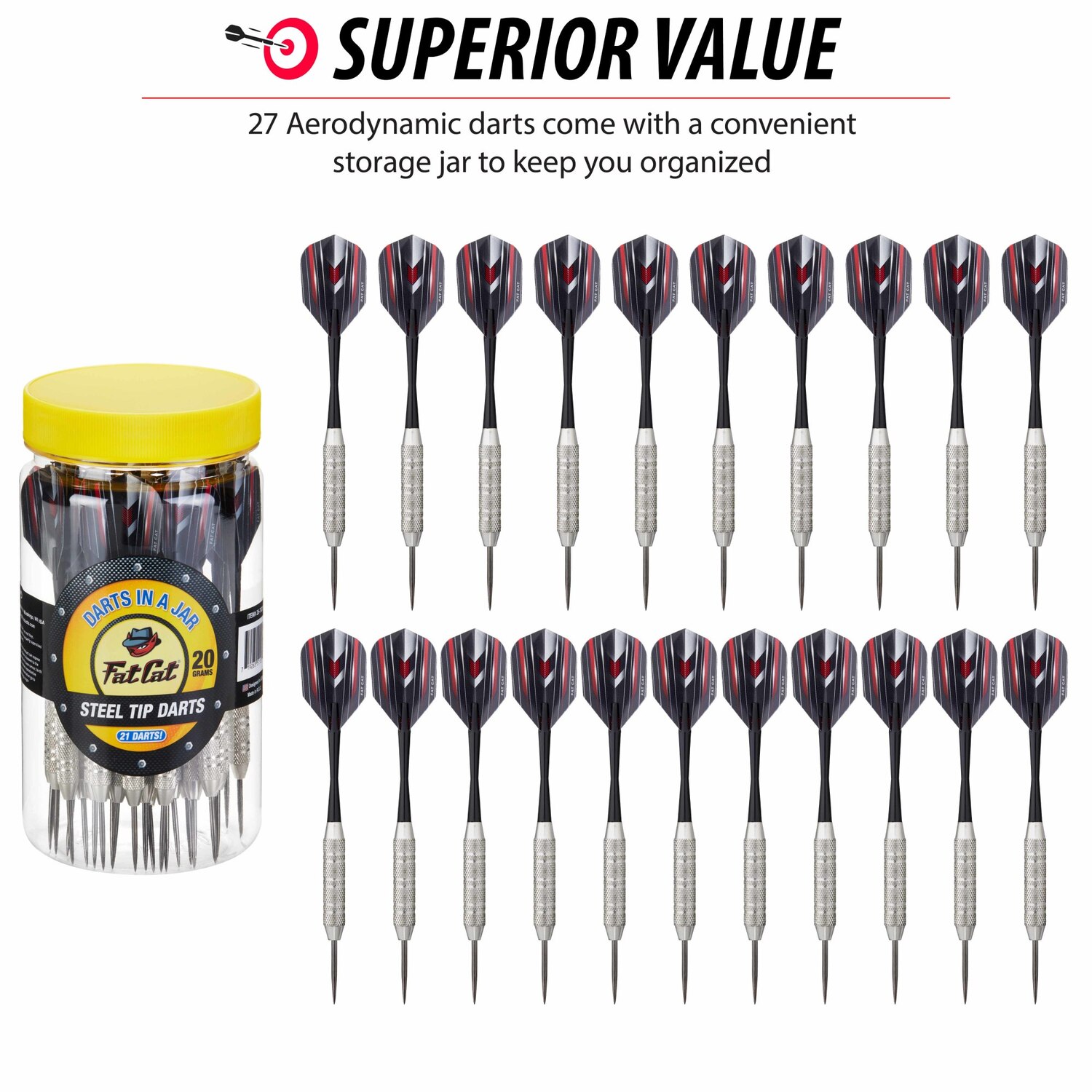 Fat Cat 24 Darts in a Jar Steel Tip 20 Grams