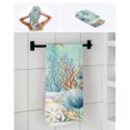 thumbnail image 6 of Teal Coastal Towel Set of 3, Soft Microfiber Bath Towels, Hand Towel, Washcloths, Summer Beach Starfish Shell Coral Nautical Quick-Dry Absorbent Towels for Bathroom Kitchen Hotel Beach Gym Spa, 6 of 7