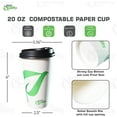 thumbnail image 3 of [25 Pack] 20 oz Compostable Paper Cups with Black Dome Lids - Biodegradable Disposable White Paper Coffee Cups PLA Lined - Eco-friendly Hot and Cold Drinking Cups, 3 of 8