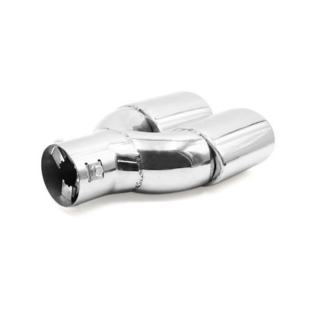 Dual Stainless Pipes - 63mm Inlet Dia Stainless Steel Car Dual Exhaust Muffler Fit for 30-49mm Pipe Dia