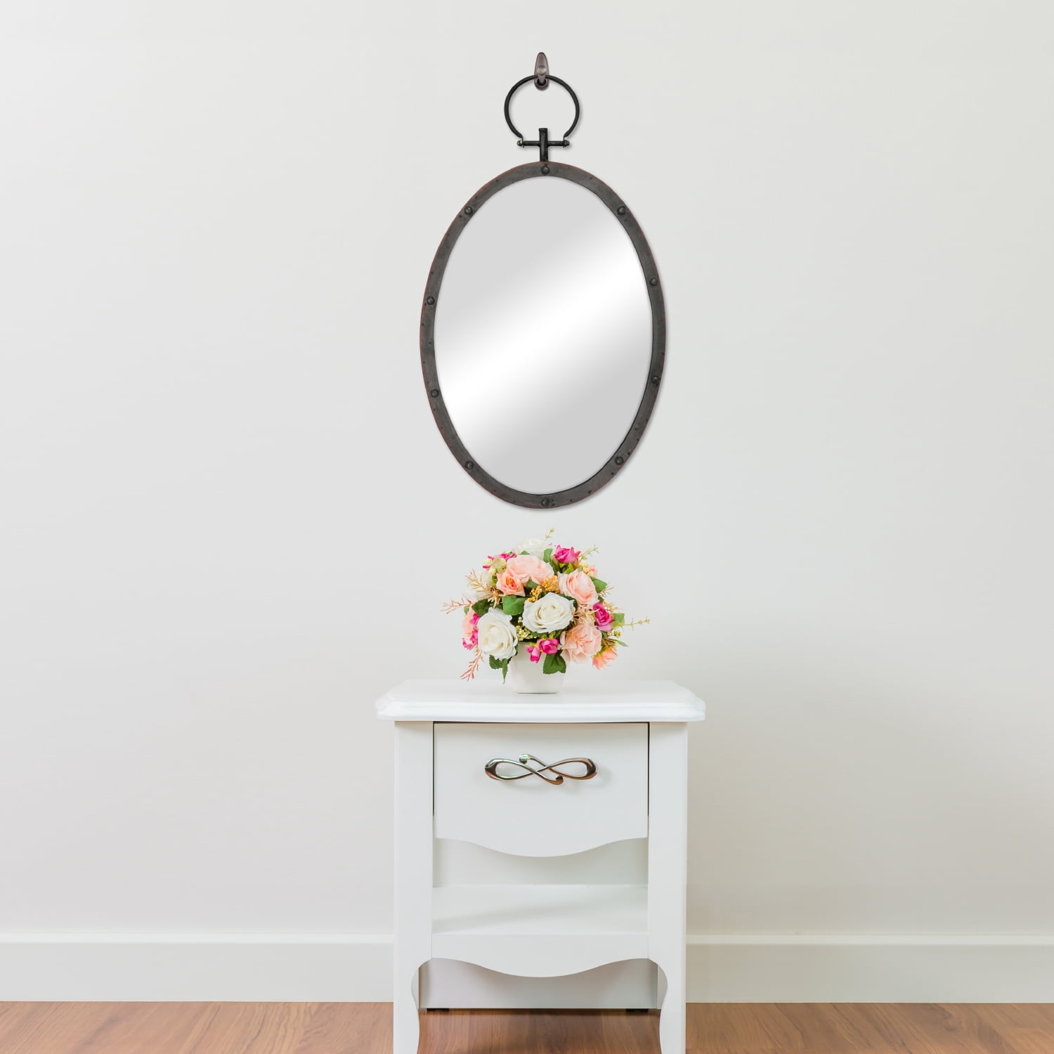 Stonebriar 24.8" x 14.1" Bronze Industrial Wall Mirror with Metal Hanging Loop