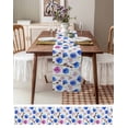thumbnail image 6 of Blue Flower Burlap Cotton Table Runner 13x108 Inches Long, Pink Daisy Watercolor Farm Budding Floral Farmhouse Table Runners, Outdoor Dining Tablecloths Decor for Baby Shower/Party/Wedding, 6 of 6