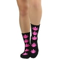 thumbnail image 4 of ToBeInStyle Womens Fun Acrylic Iconic Leaf Printed Socks - Black/Hot Pink, 4 of 6