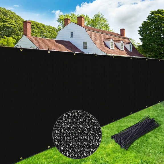 Jane Stone Privacy Screen 4' x 50' Fence Commercial 220GSM Fence Panel with Brass Grommets Heavy Duty Perfect for Outdoor Back Yard, Black, Customizable