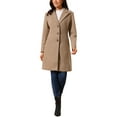 thumbnail image 2 of Women's Single Breasted Peacoat Fashion Winter Notched Lapel Button Down Outerwear Overcoat L Brown, 2 of 6