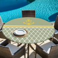 thumbnail image 6 of Sage Green Morocco Round Tablecloth, Fitted Table Cover with Elastic for 45"-54" Round Tables, Ocean Yellow Nautical Anchor Stripe Table Cloth Outdoor Indoor Dinning Party Waterproof Tablecloths, 6 of 7